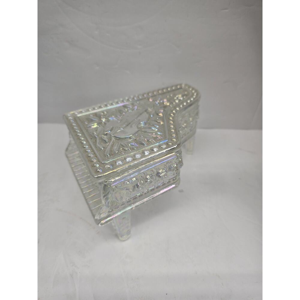 Vintage Mosser Glass Grand Piano Trinket Box Candy Dish Iridescent